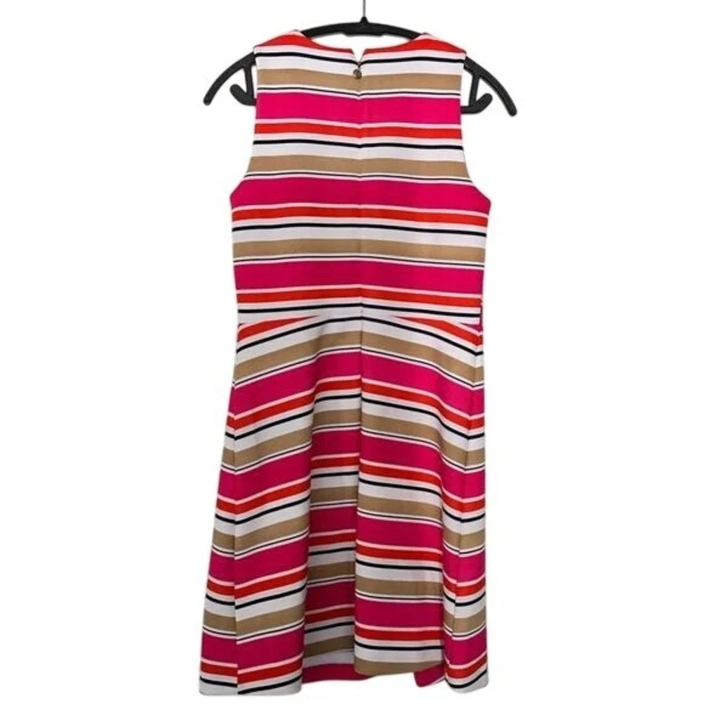 Michael Kors Womens Pink Striped Sleeveless A-Line Fit‎ & Flare Dress Size M
